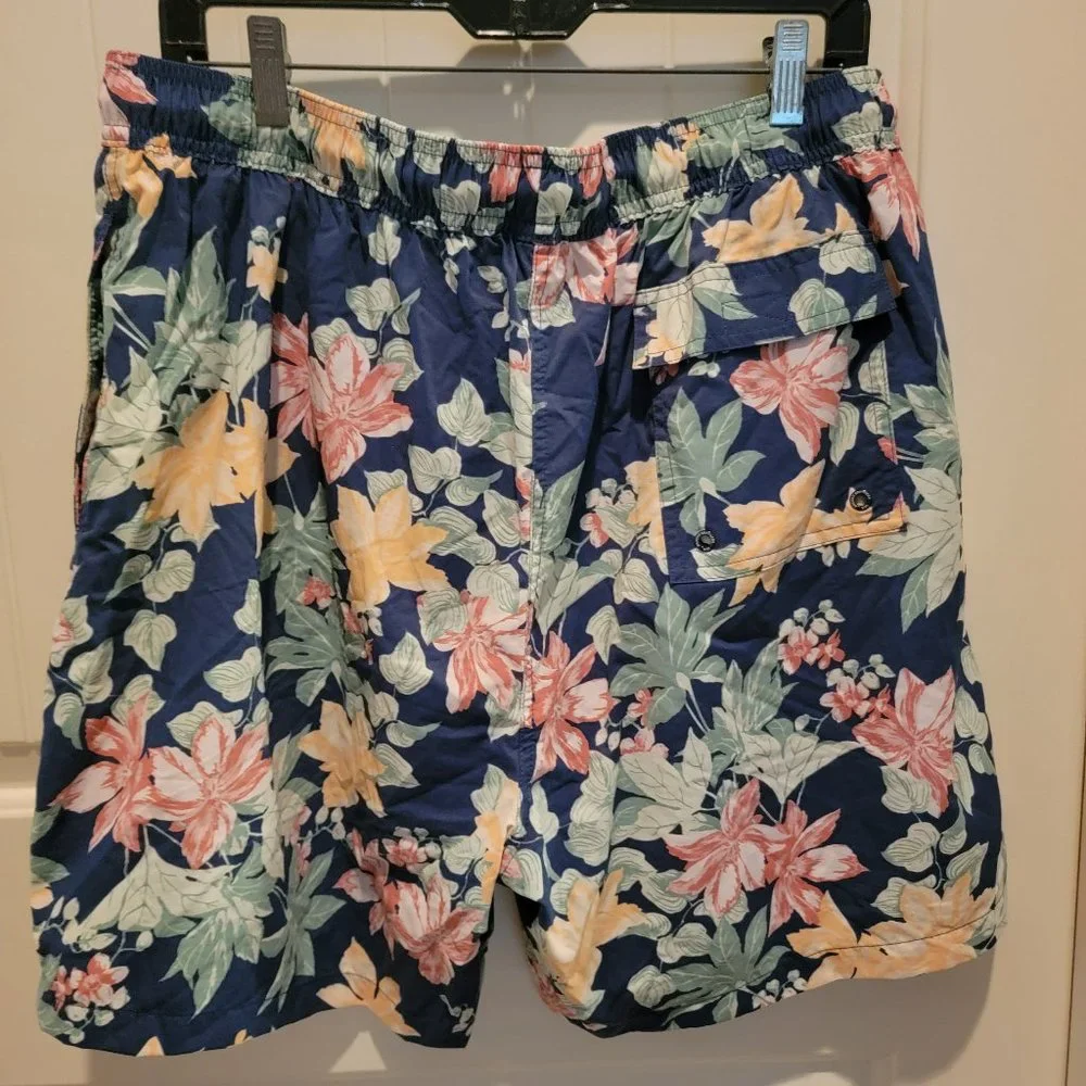 Brooks Brothers Swim Trunks Mens XL Navy Floral Hawaiian Board Shorts Beach